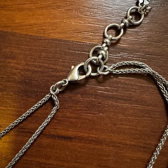 Lucky Brand semi precious Moonstone Silver Tone double strand Necklace - Picture 5 of 5